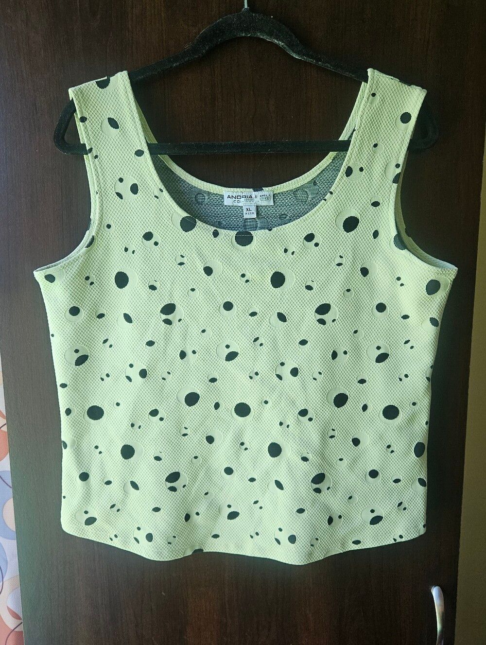 Andrea US Lime Green Polka Dot Sleeveless Top Size XL